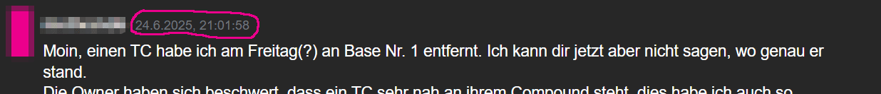Antwort mehr als 2 Tage später.